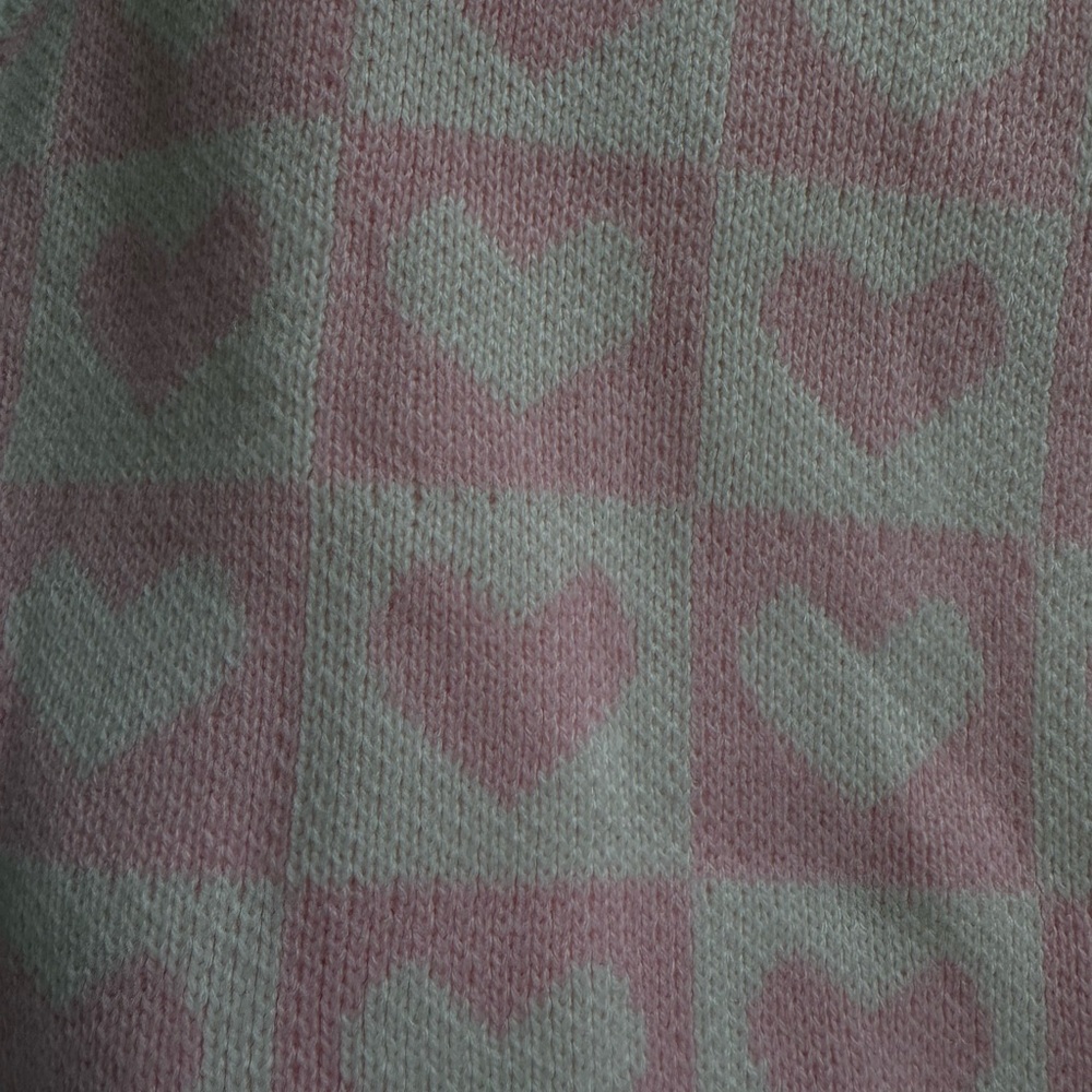 Pink and White Oversized Heart Sweater